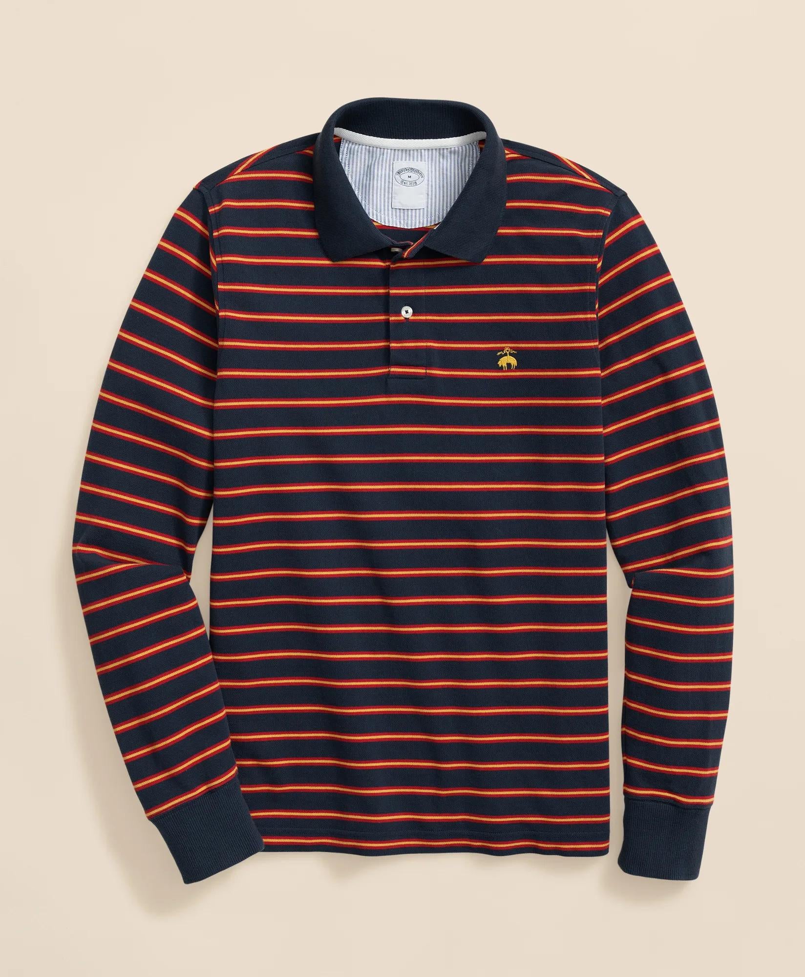Golden Fleece® Stretch Supima® Long-Sleeve Striped Polo Shirt | Brooks Brothers online