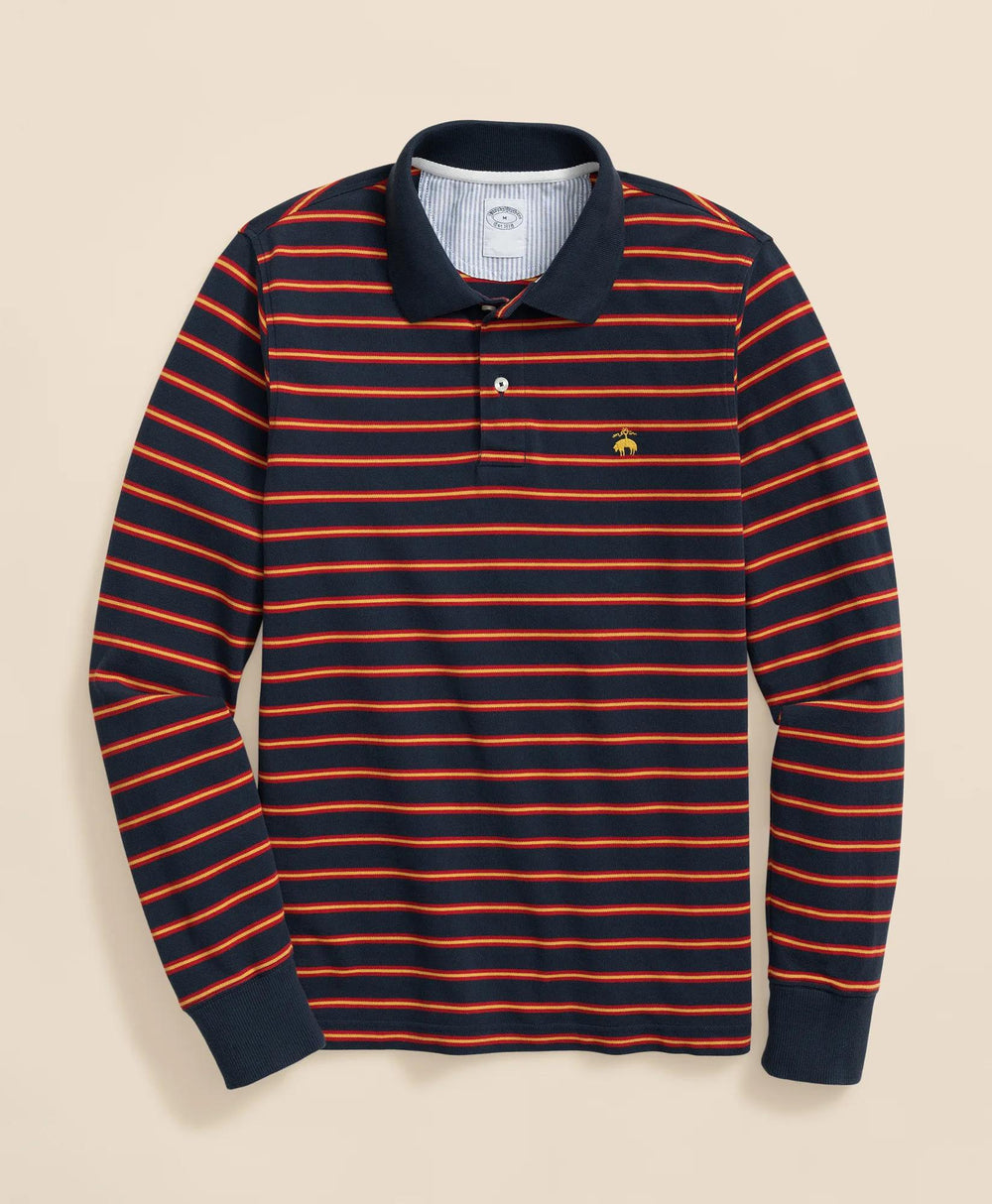 Golden Fleece® Stretch Supima® Long-Sleeve Striped Polo Shirt | Brooks Brothers online