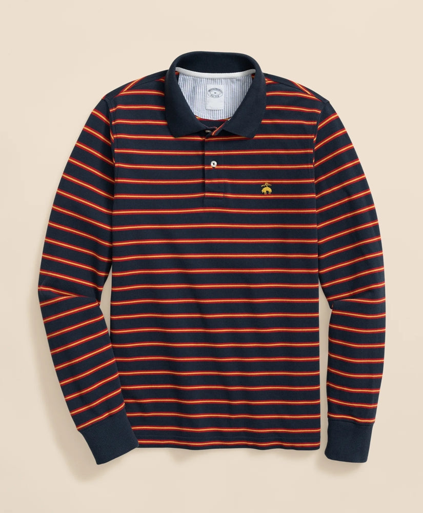 Golden Fleece® Stretch Supima® Long-Sleeve Striped Polo Shirt | Brooks Brothers online shop