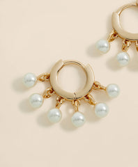 Gold-Toned Hoop Earrings with Drop Faux Pearls | Brooks Brothers discount