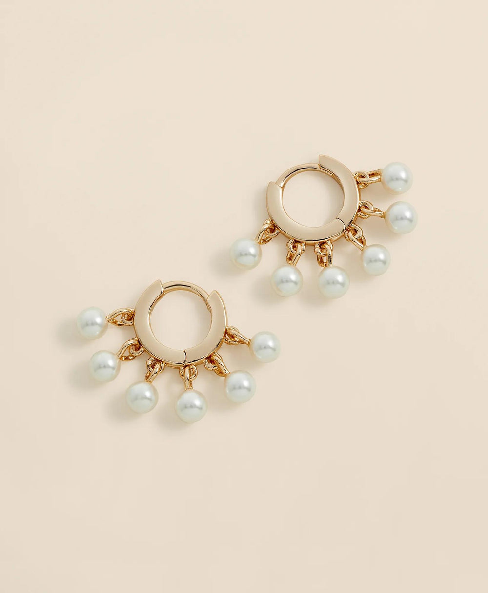 Gold-Toned Hoop Earrings with Drop Faux Pearls | Brooks Brothers discount