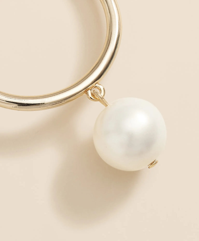 Gold-Tone Faux-Pearl Drop Hoop Earrings | Brooks Brothers on sale