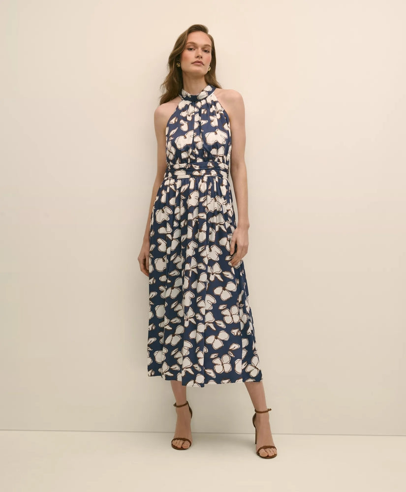 Halter Dress in Abstract Floral Print | Brooks Brothers discount