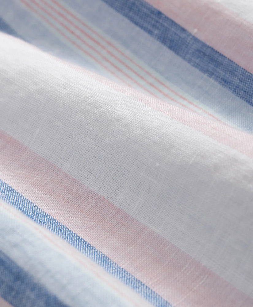 Irish Linen Polo Button Down Collar, Awning Stripe Shirt | Brooks Brothers online