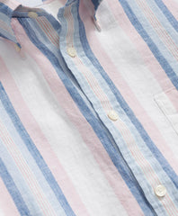 Irish Linen Polo Button Down Collar, Awning Stripe Shirt | Brooks Brothers online