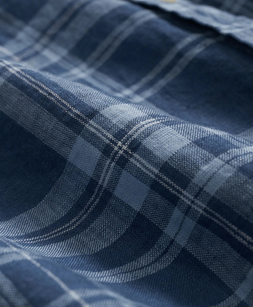 Irish Linen Polo Button Down Collar, Plaid Short-Sleeve Shirt | Brooks Brothers online shop