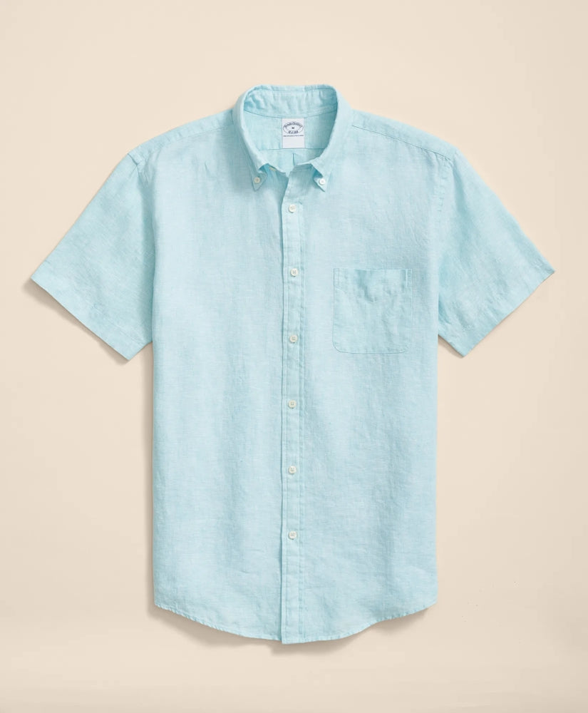 Irish Linen Short-Sleeve Sport Shirt | Brooks Brothers online shop