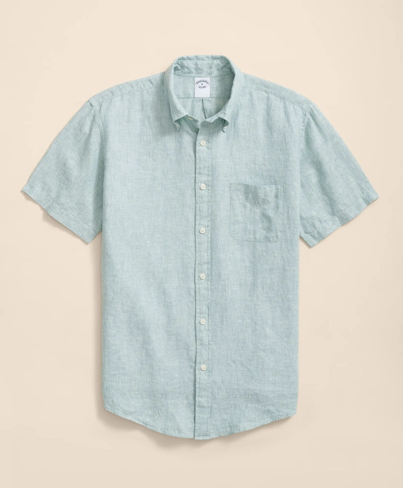 Irish Linen Short-Sleeve Sport Shirt | Brooks Brothers online shop
