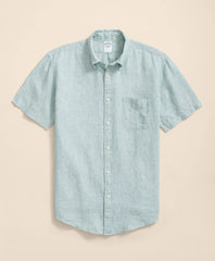 Irish Linen Short-Sleeve Sport Shirt | Brooks Brothers online shop