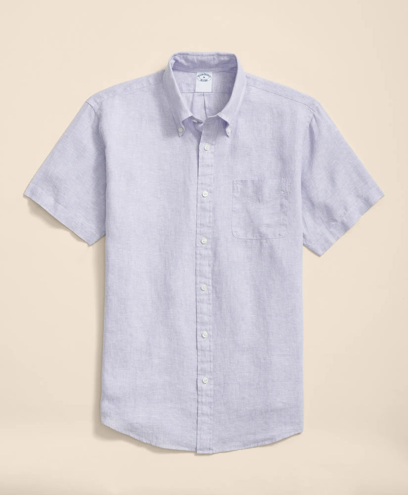 Irish Linen Short-Sleeve Sport Shirt | Brooks Brothers online shop
