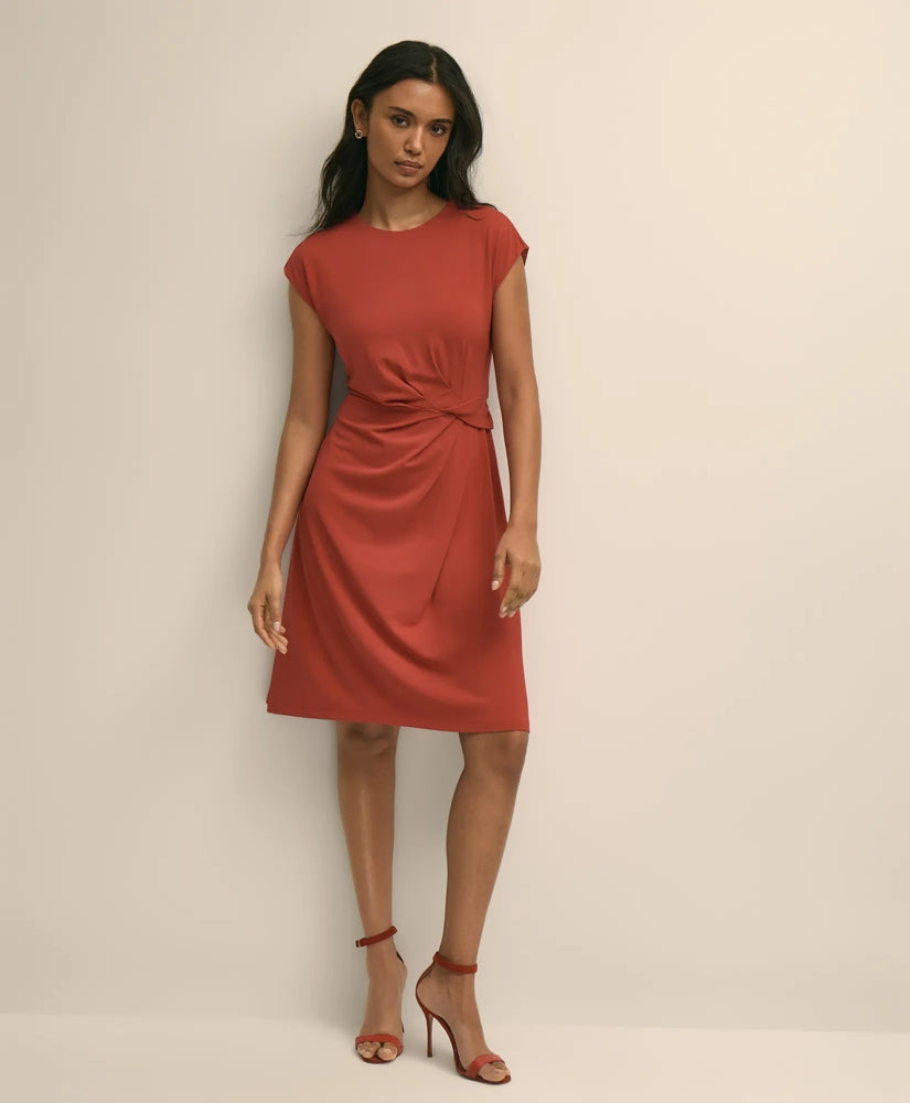 Jersey Cap-Sleeve Twisted-Detail Dress | Brooks Brothers online shop