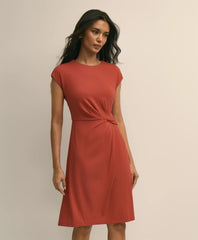 Jersey Cap-Sleeve Twisted-Detail Dress | Brooks Brothers online shop