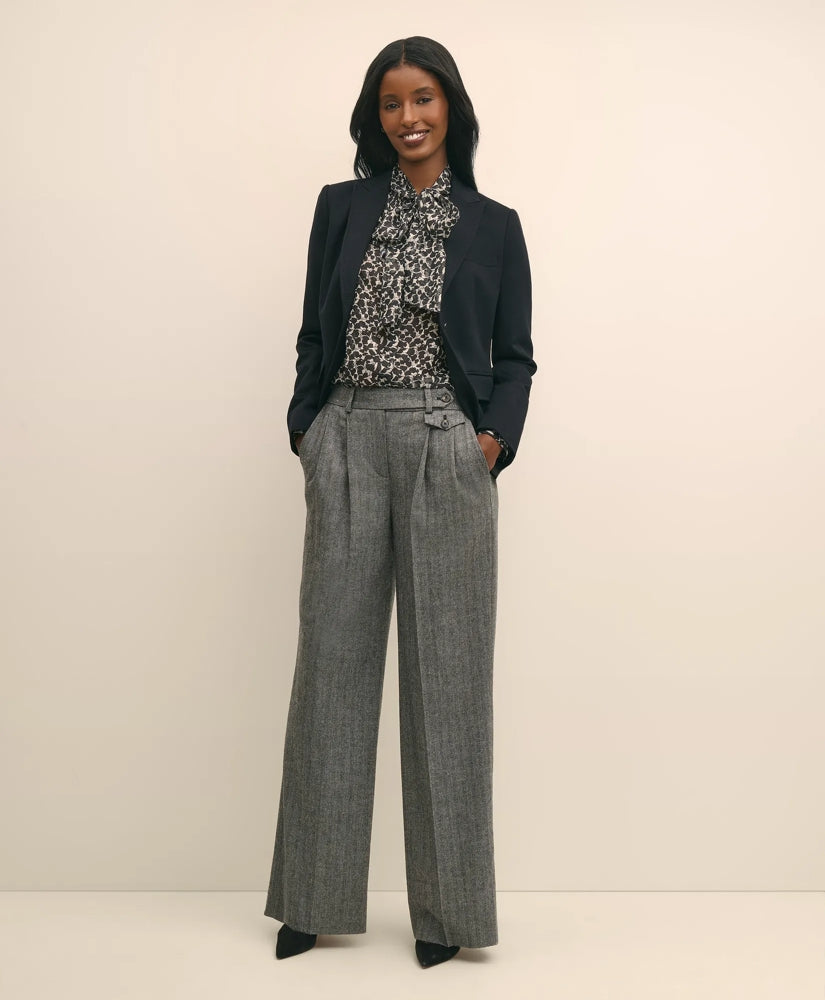 Leaf-Print Jacquard Bow-Neck Blouse | Brooks Brothers for sale
