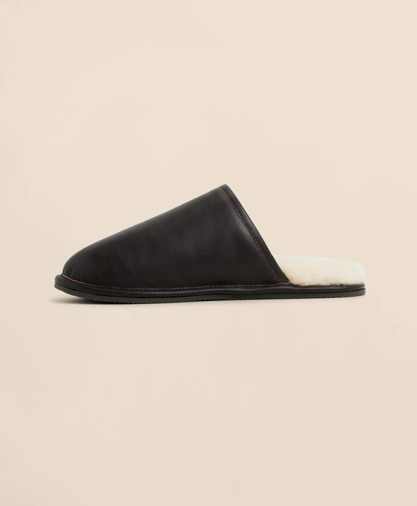Leather Shearling Slippers | Brooks Brothers online