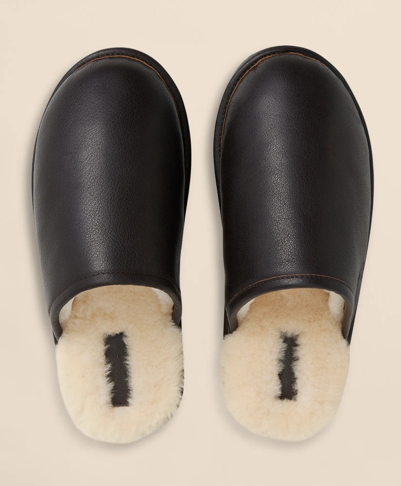 Leather Shearling Slippers | Brooks Brothers online