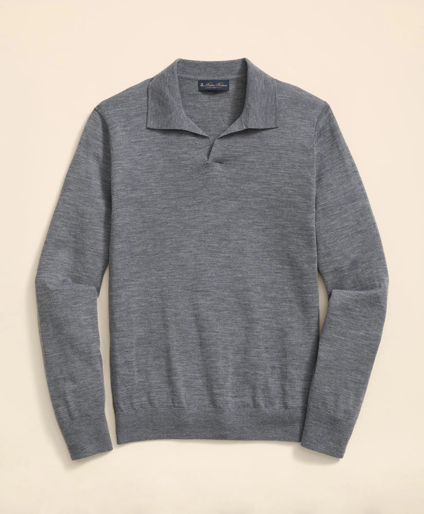 Lightweight Luxe All-Season Sweater, Johnny Collar | Brooks Brothers online