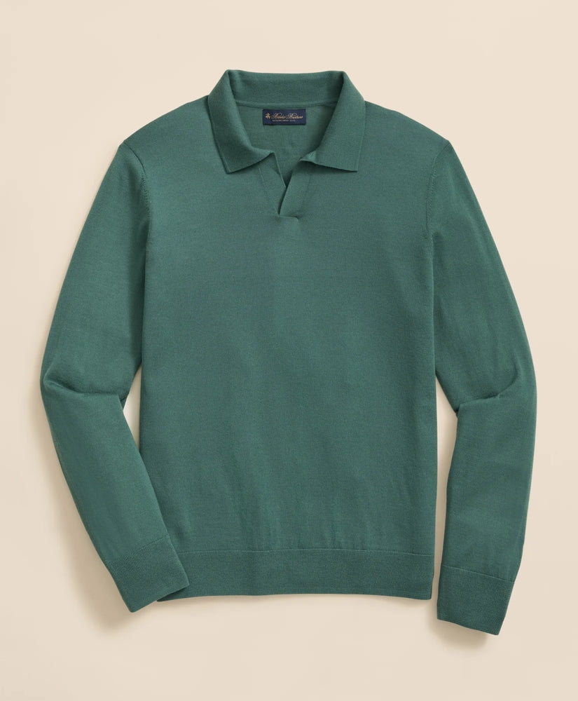 Lightweight Luxe All-Season Sweater, Johnny Collar | Brooks Brothers online