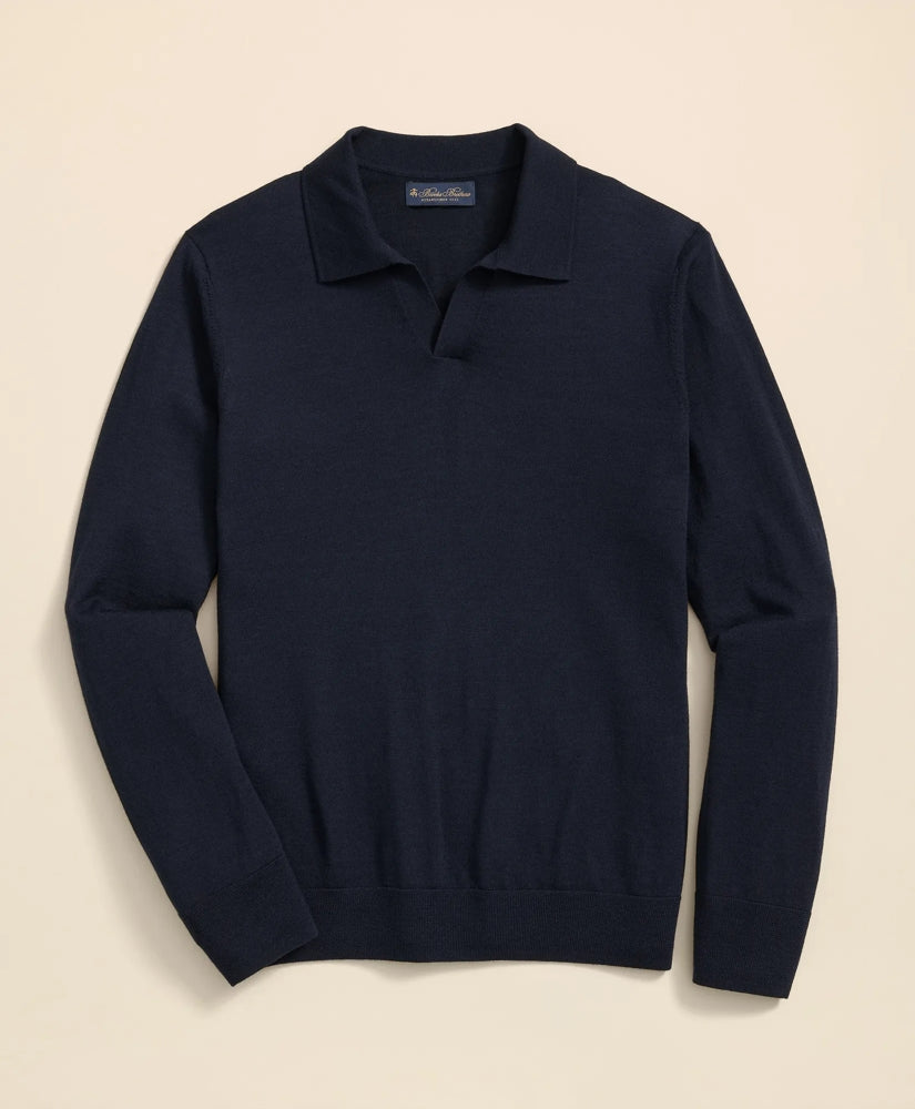 Lightweight Luxe All-Season Sweater, Johnny Collar | Brooks Brothers online