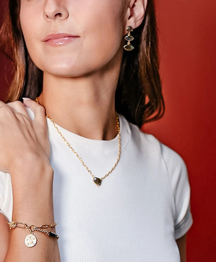 Loni Paul Asymmetrical Labradorite Bar Necklace in 14K Plated Gold | Brooks Brothers for sale