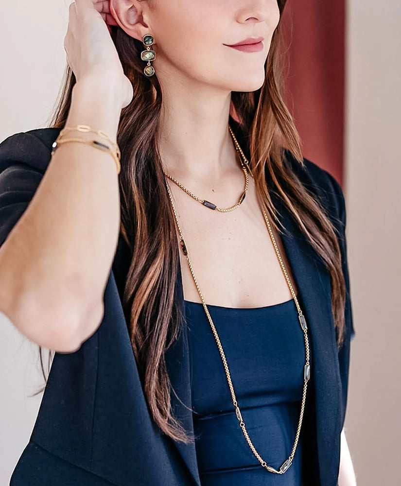Loni Paul Labradorite Baguette Long Necklace in 14K Plated Gold | Brooks Brothers discount