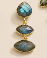 Loni Paul Labradorite Marquis Earrings in Sterling Silver & Plated Gold | Brooks Brothers online shop