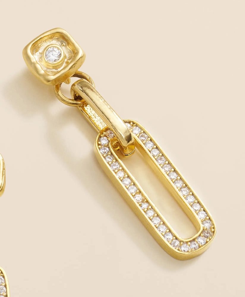 Loni Paul Pave Chain Link Earrings in 14K Plated Gold | Brooks Brothers online shop