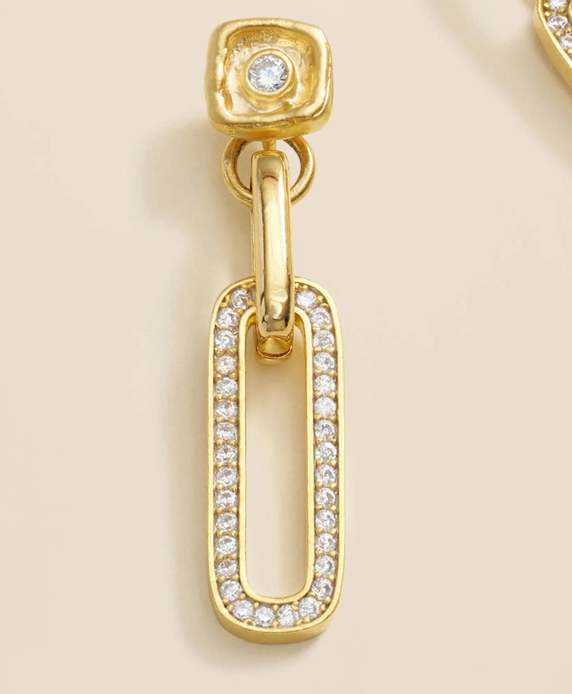 Loni Paul Pave Chain Link Earrings in 14K Plated Gold | Brooks Brothers online shop