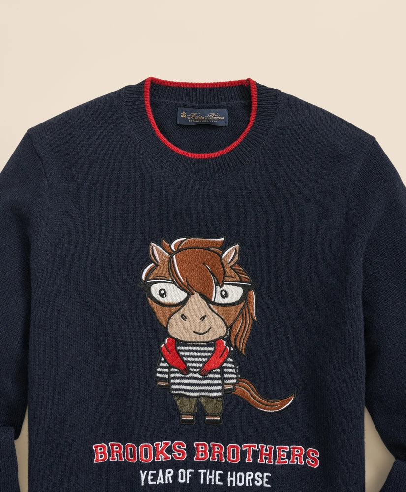 Men's Lunar New Year Merino Wool-Blend Intarsia Crewneck Sweater | Brooks Brothers for sale