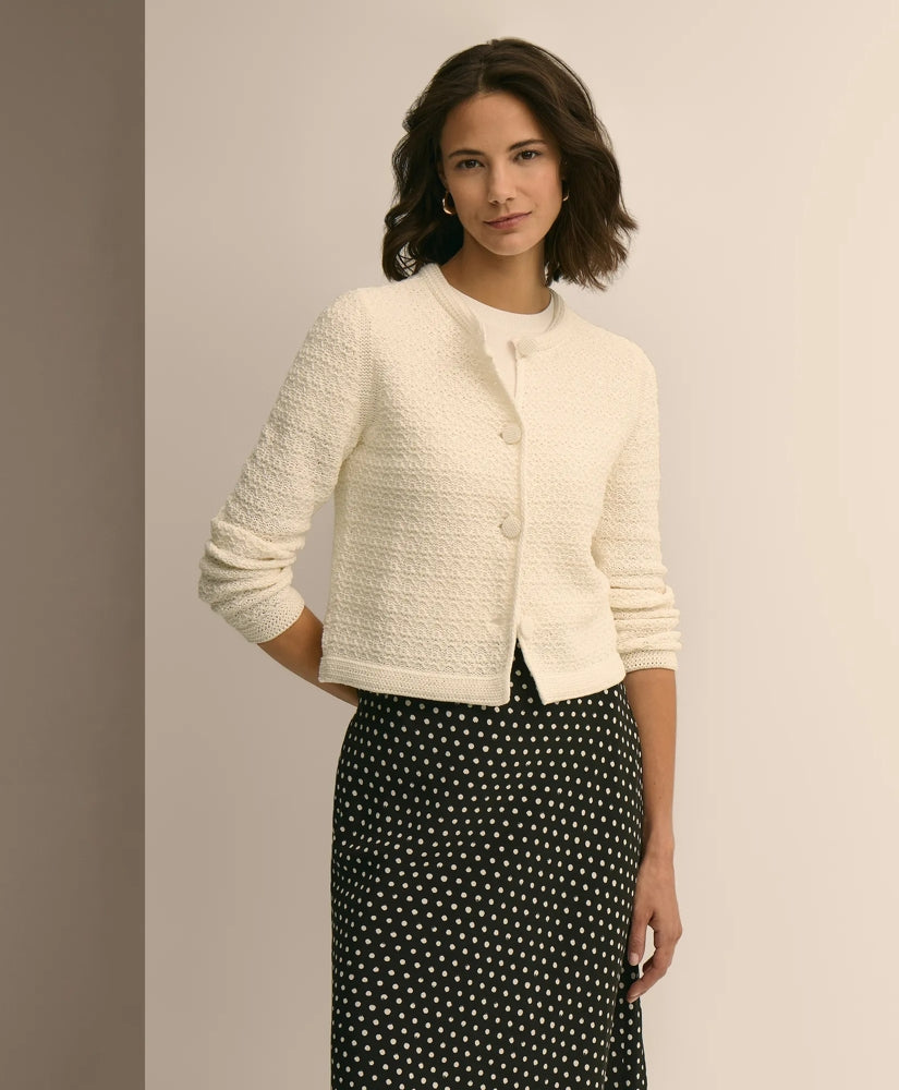 Mercerized Cotton Crochet Sweater Jacket | Brooks Brothers online