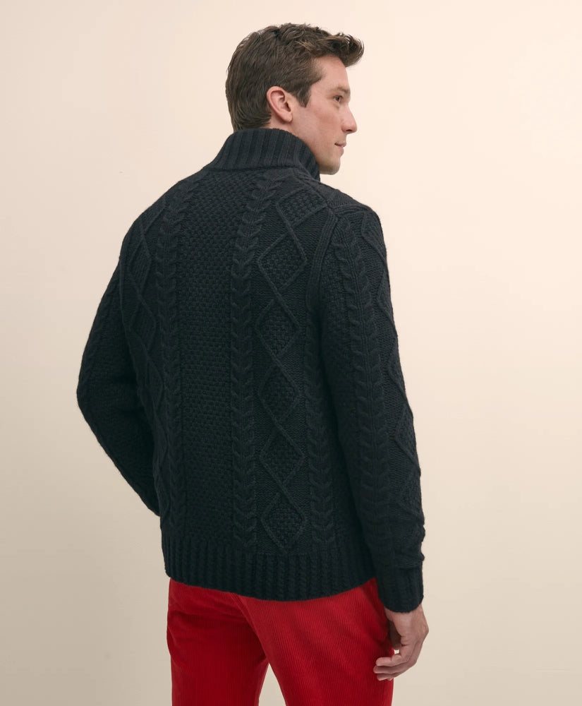 Merino Aran Cable Cardigan | Brooks Brothers online shop
