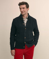 Merino Aran Cable Cardigan | Brooks Brothers online shop