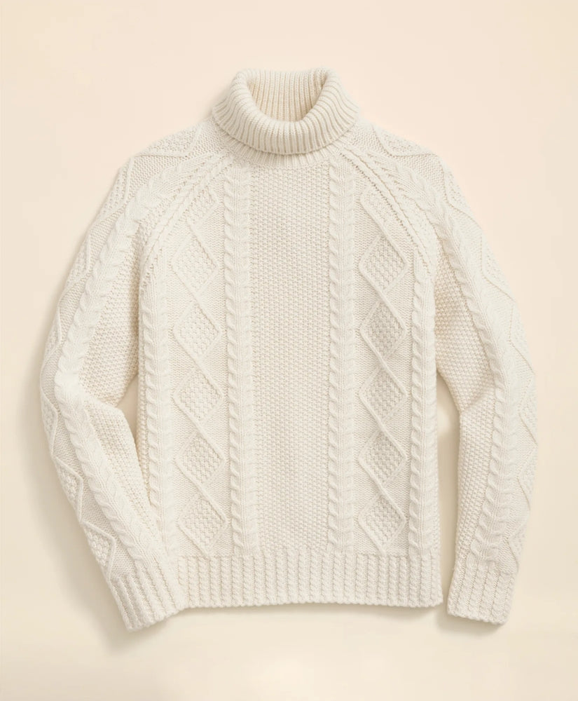 Merino Wool Archive Aran Turtleneck Sweater | Brooks Brothers online