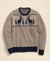 Merino-Wool Blend Jacquard Moose Sweater | Brooks Brothers online