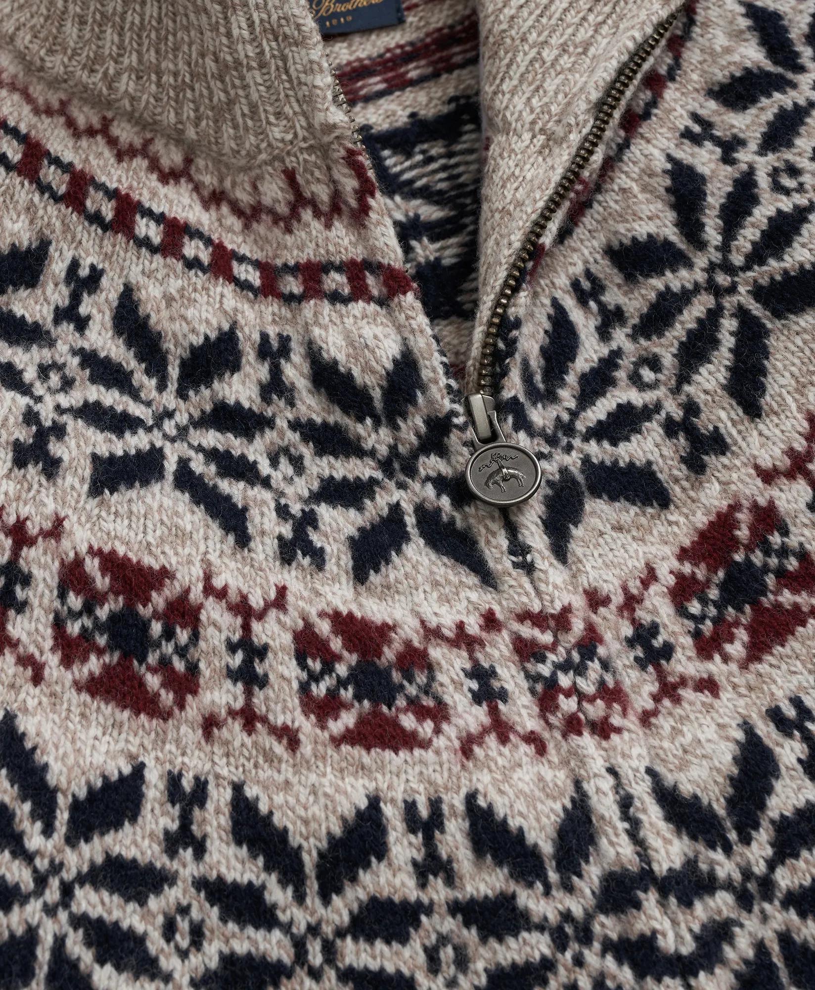 Merino Wool Fair Isle Zip Cardigan | Brooks Brothers for sale