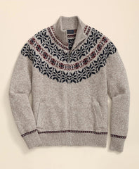 Merino Wool Fair Isle Zip Cardigan | Brooks Brothers for sale