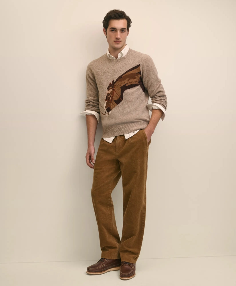 Merino Wool Intarsia Horse Motif Sweater | Brooks Brothers for sale