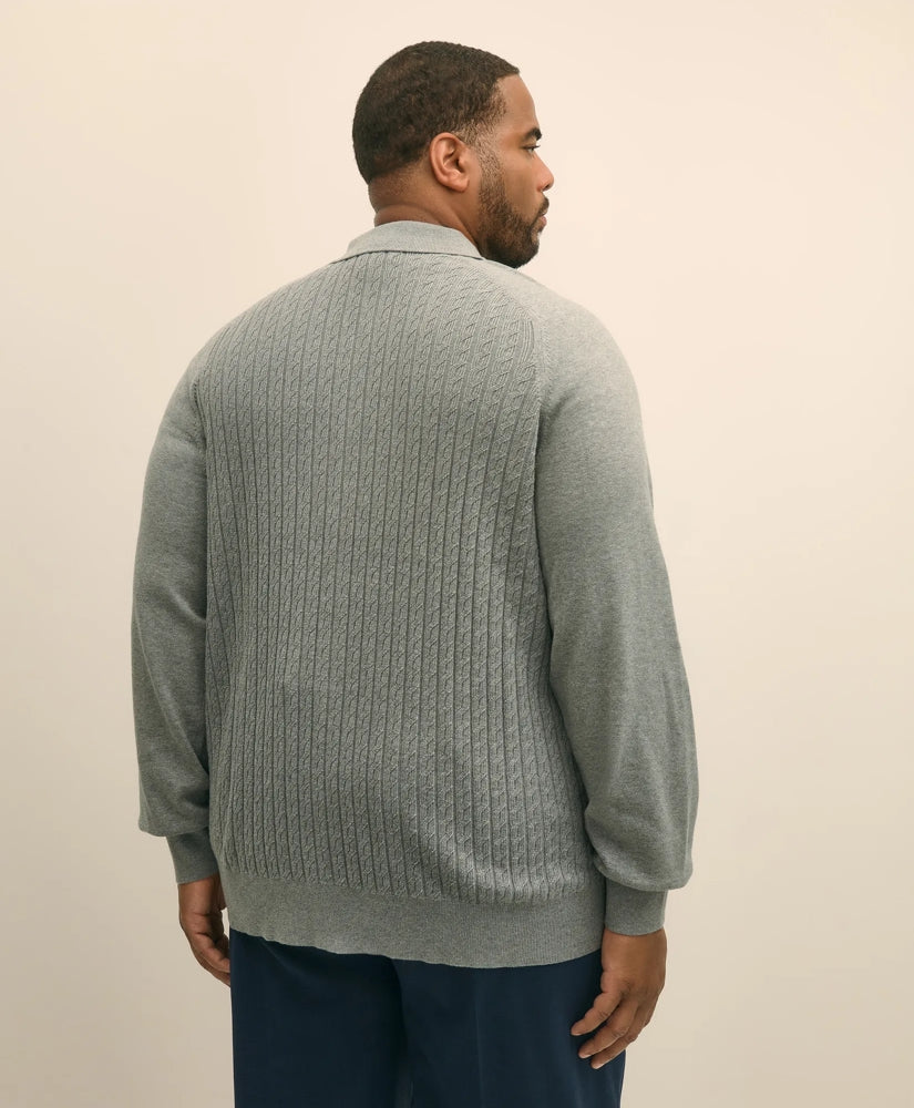 Mini-Cable Knit Polo Cardigan, Big & Tall | Brooks Brothers online