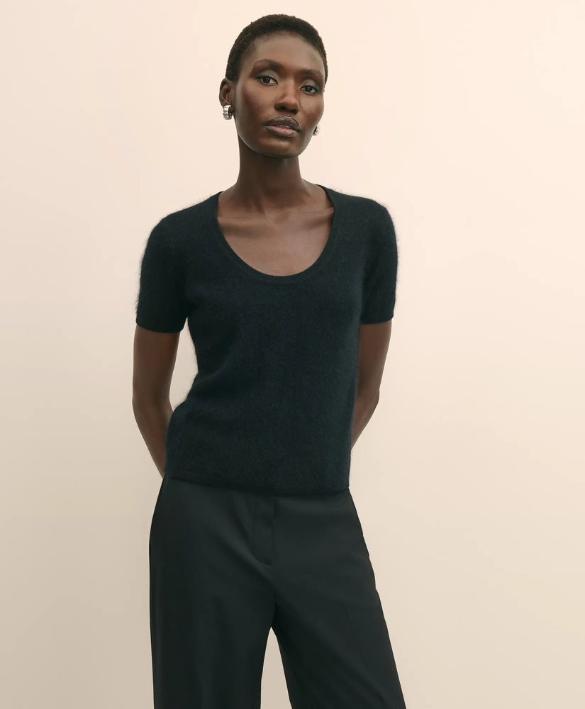Wool-Cashmere Blend Brushed Short-Sleeve Sweater Shell | Brooks Brothers discount