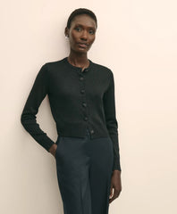 Merino Wool Blend Cropped Shimmer Cardigan | Brooks Brothers for sale