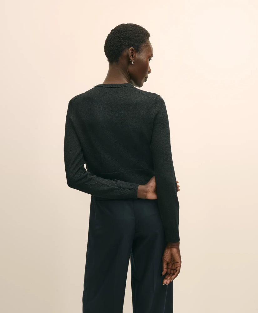 Merino Wool Blend Cropped Shimmer Cardigan | Brooks Brothers for sale