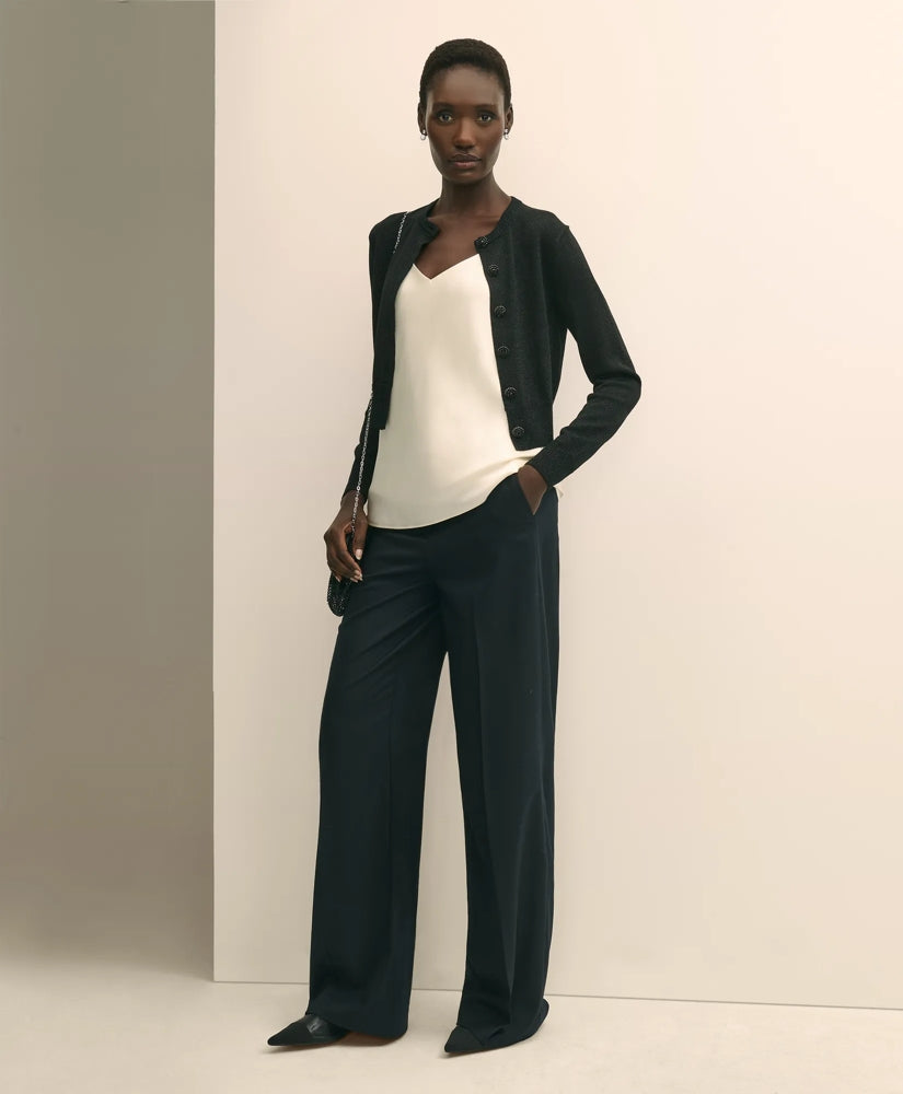 Merino Wool Blend Cropped Shimmer Cardigan | Brooks Brothers for sale