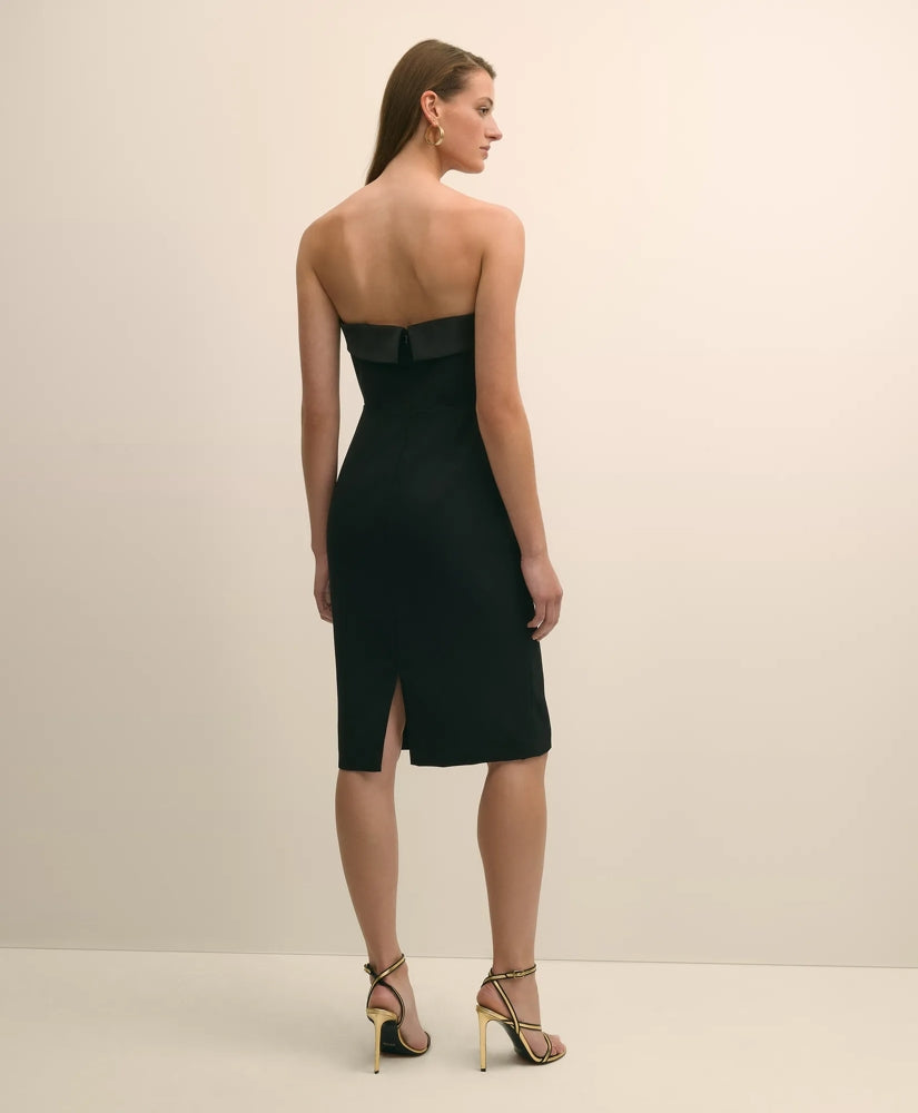 Crepe-Satin Spaghetti Strap Dress | Brooks Brothers on sale