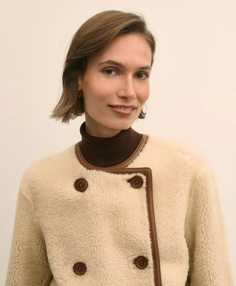 Double-Breasted Shearling Coat | Brooks Brothers on sale
