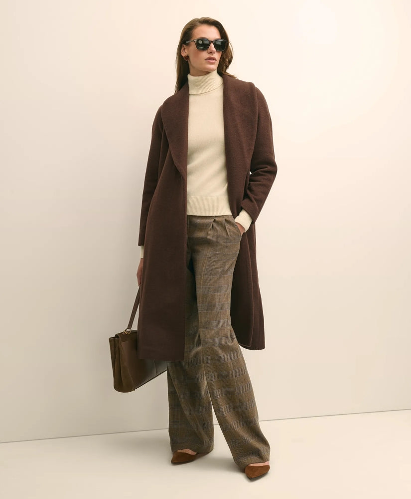 Wool Blend Shawl-Collar Wrap Coat | Brooks Brothers on sale
