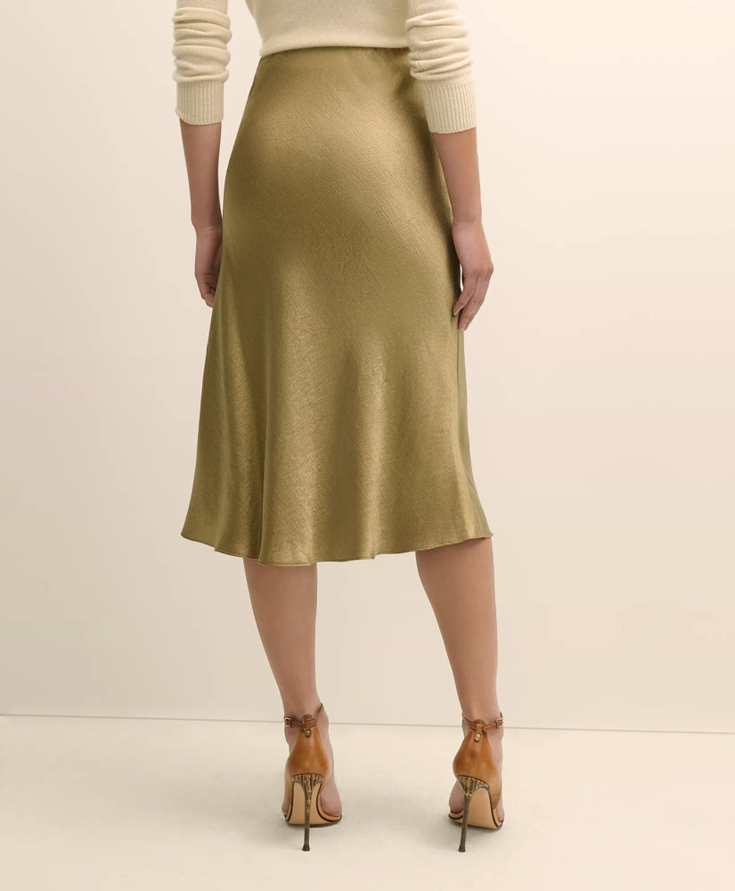 Viscose Bronze-Gold Slip Skirt | Brooks Brothers online shop
