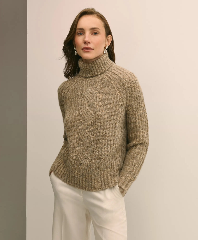 Alpaca-Wool Blend Relaxed Shimmer Turtleneck Sweater | Brooks Brothers cheap