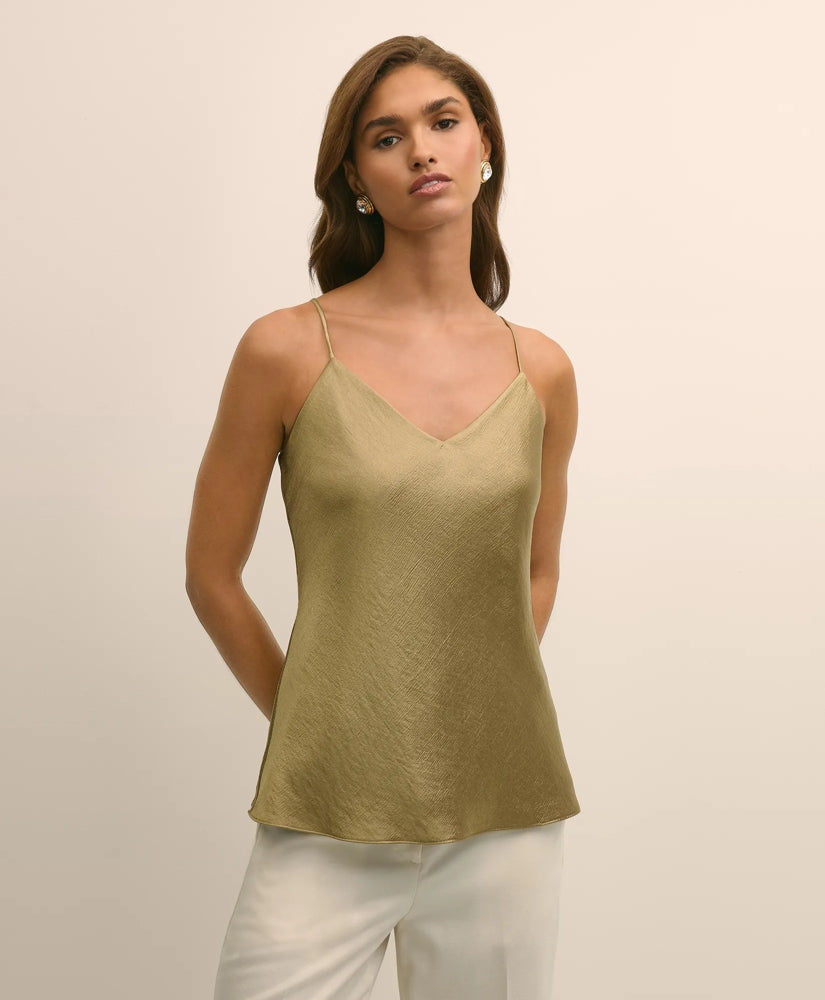Viscose Bronze-Gold V-Neck Camisole | Brooks Brothers sale