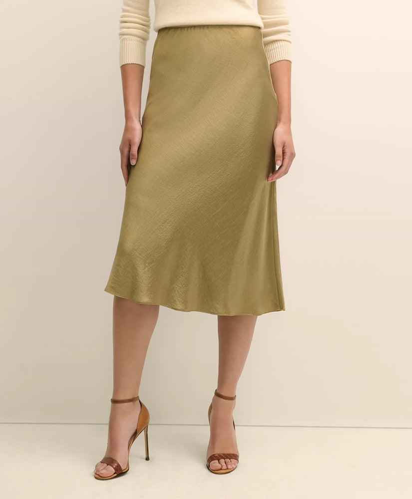 Viscose Bronze-Gold Slip Skirt | Brooks Brothers online shop