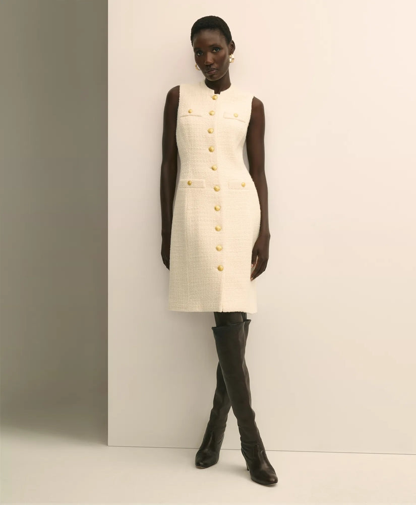 Boucle Sleeveless Button-Front Sheath Dress | Brooks Brothers online