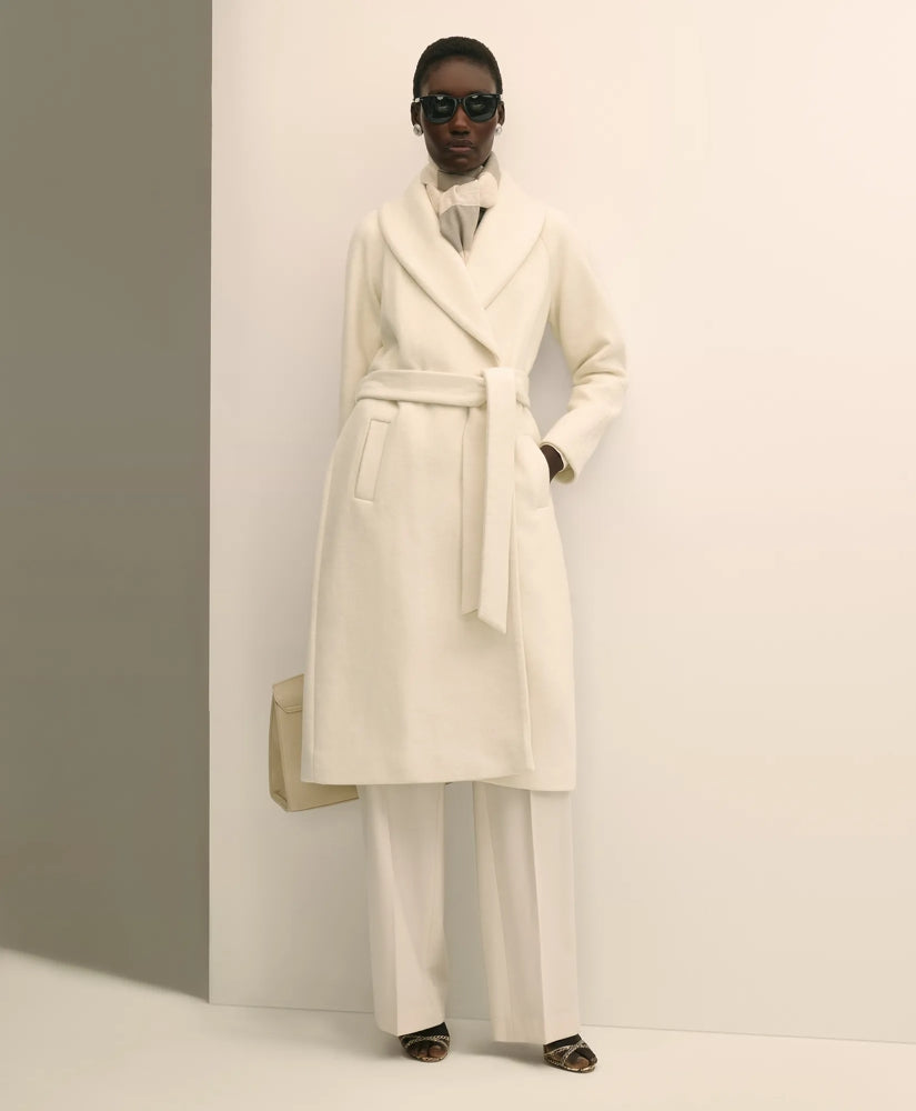 Wool Blend Shawl-Collar Wrap Coat | Brooks Brothers on sale